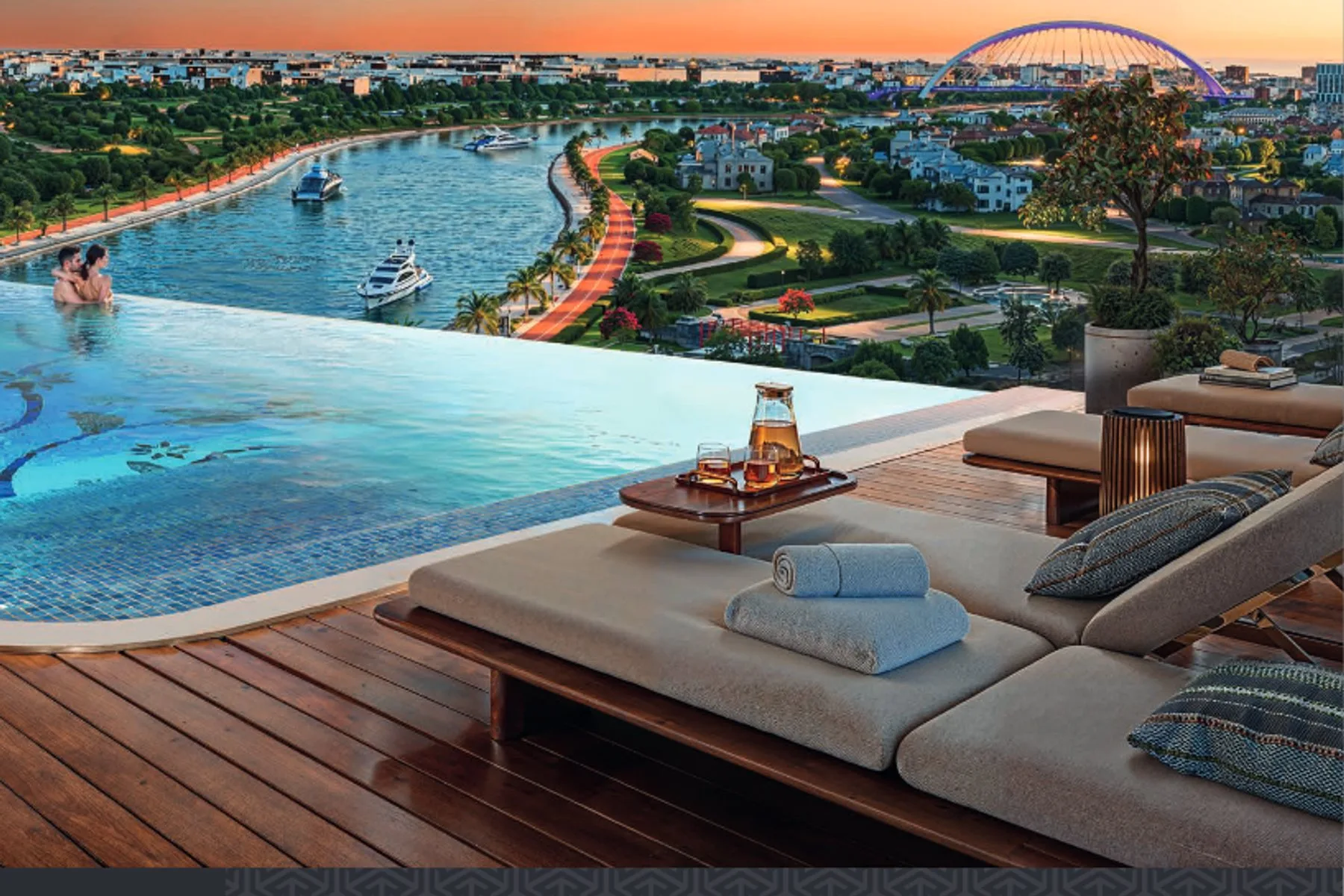 Canal-view pool