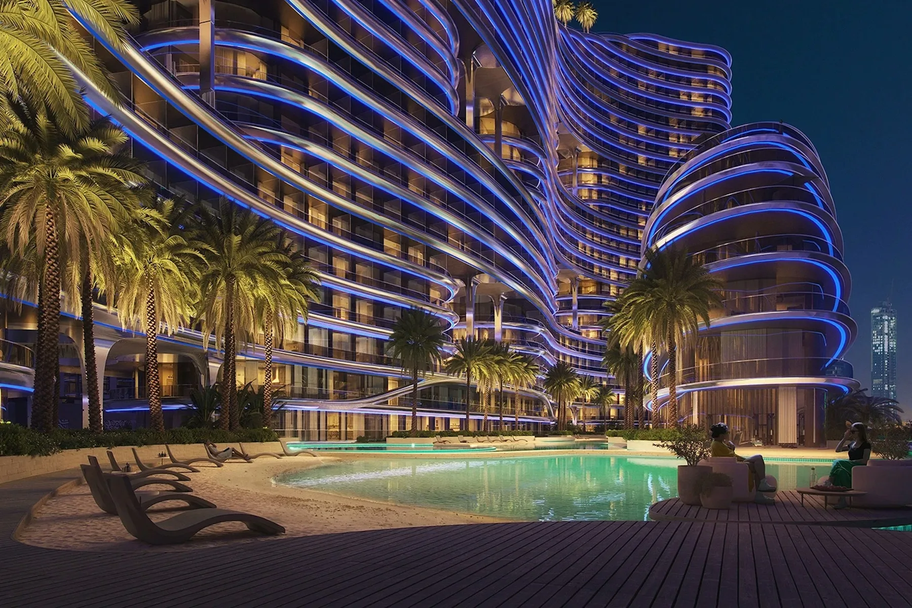 Beach pool at the foot of the tower