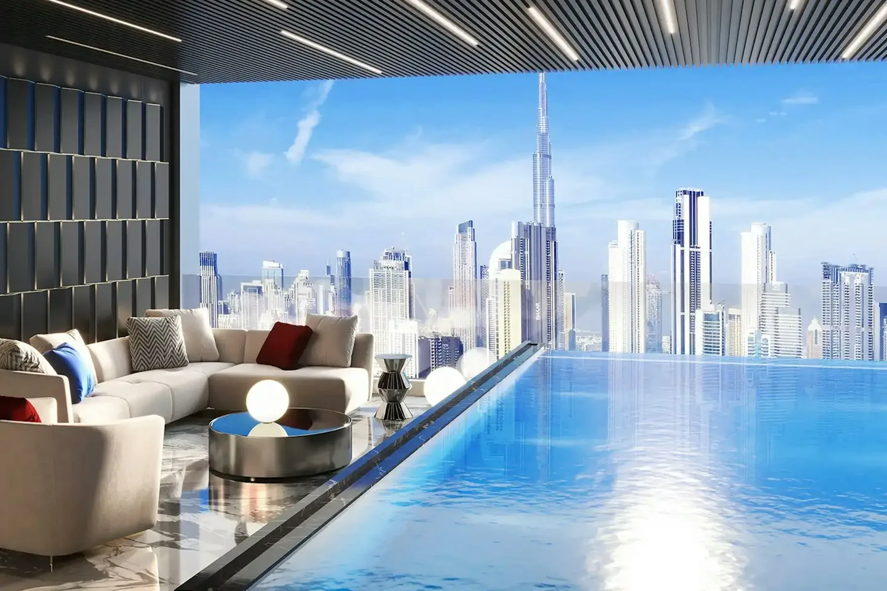 Private pool with a view of Burj Khalifa