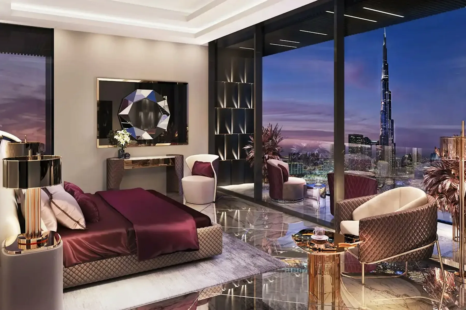Main bedroom facing Burj Khalifa
