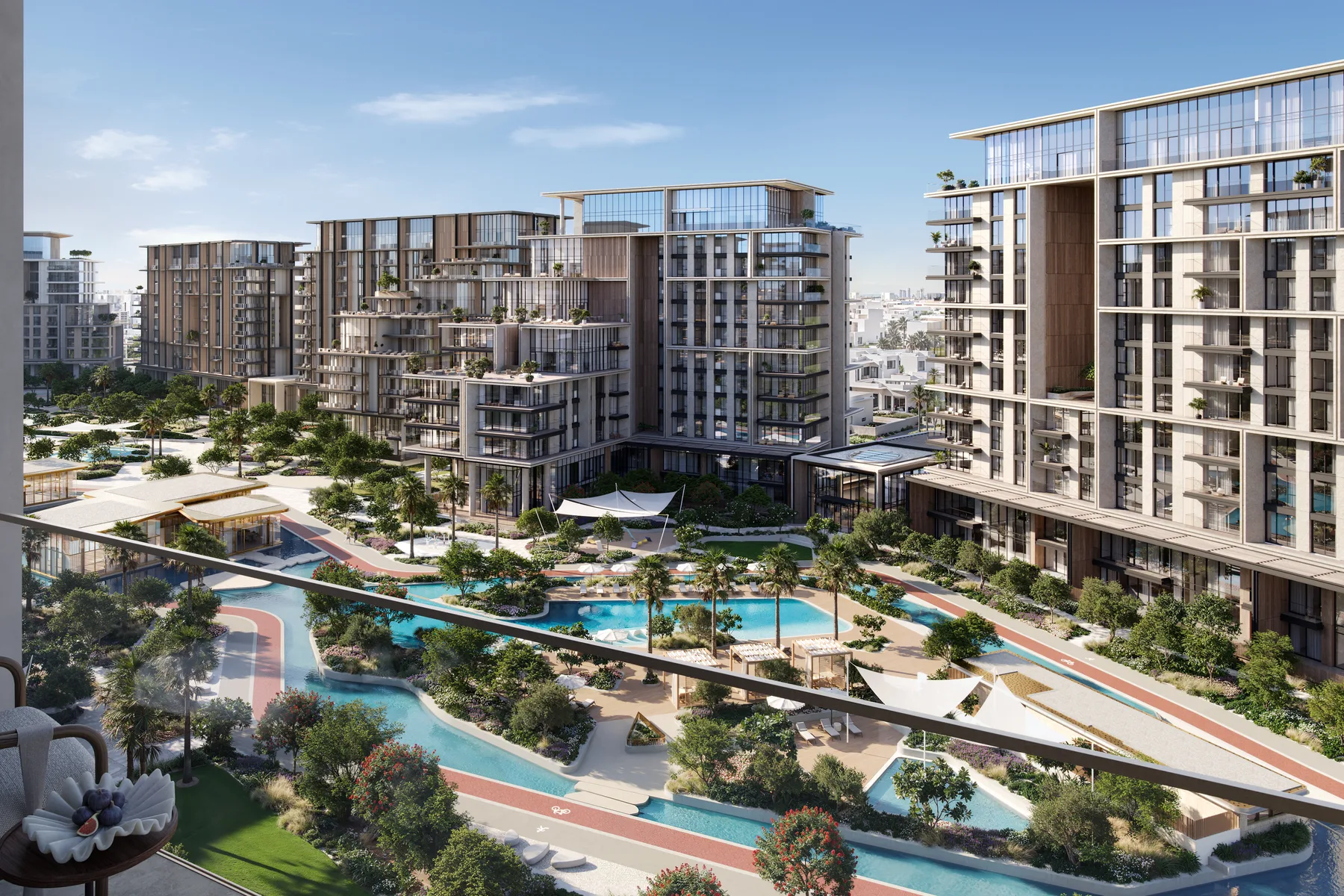 Water gardens and swimming lanes of the community