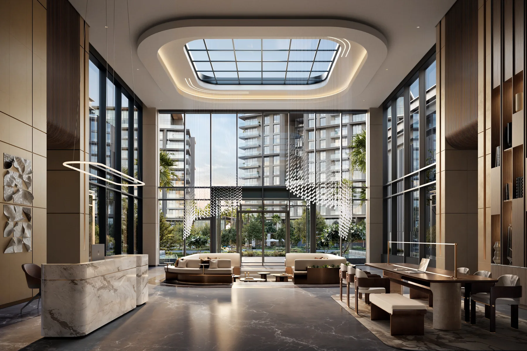 Double-height residents' lobby