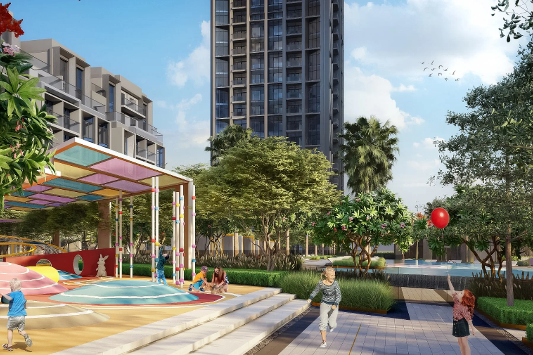 Kids playground and podium gardens