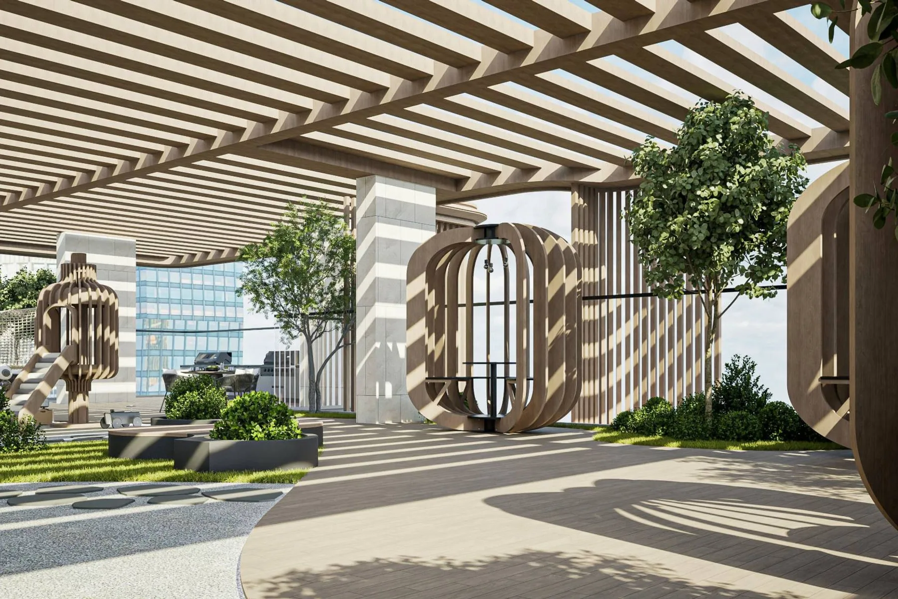 Pergola garden on the podium