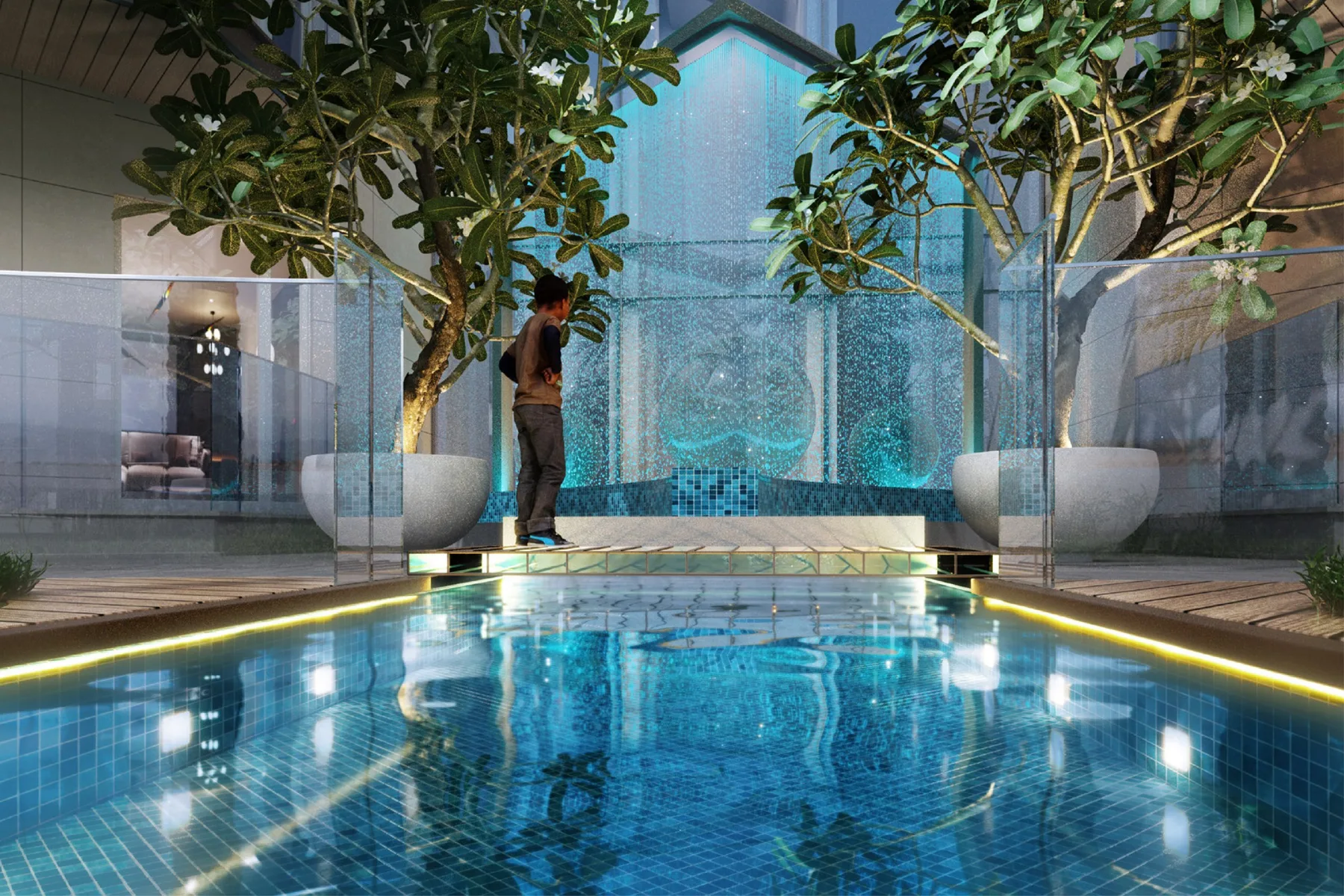Garden atrium with water feature