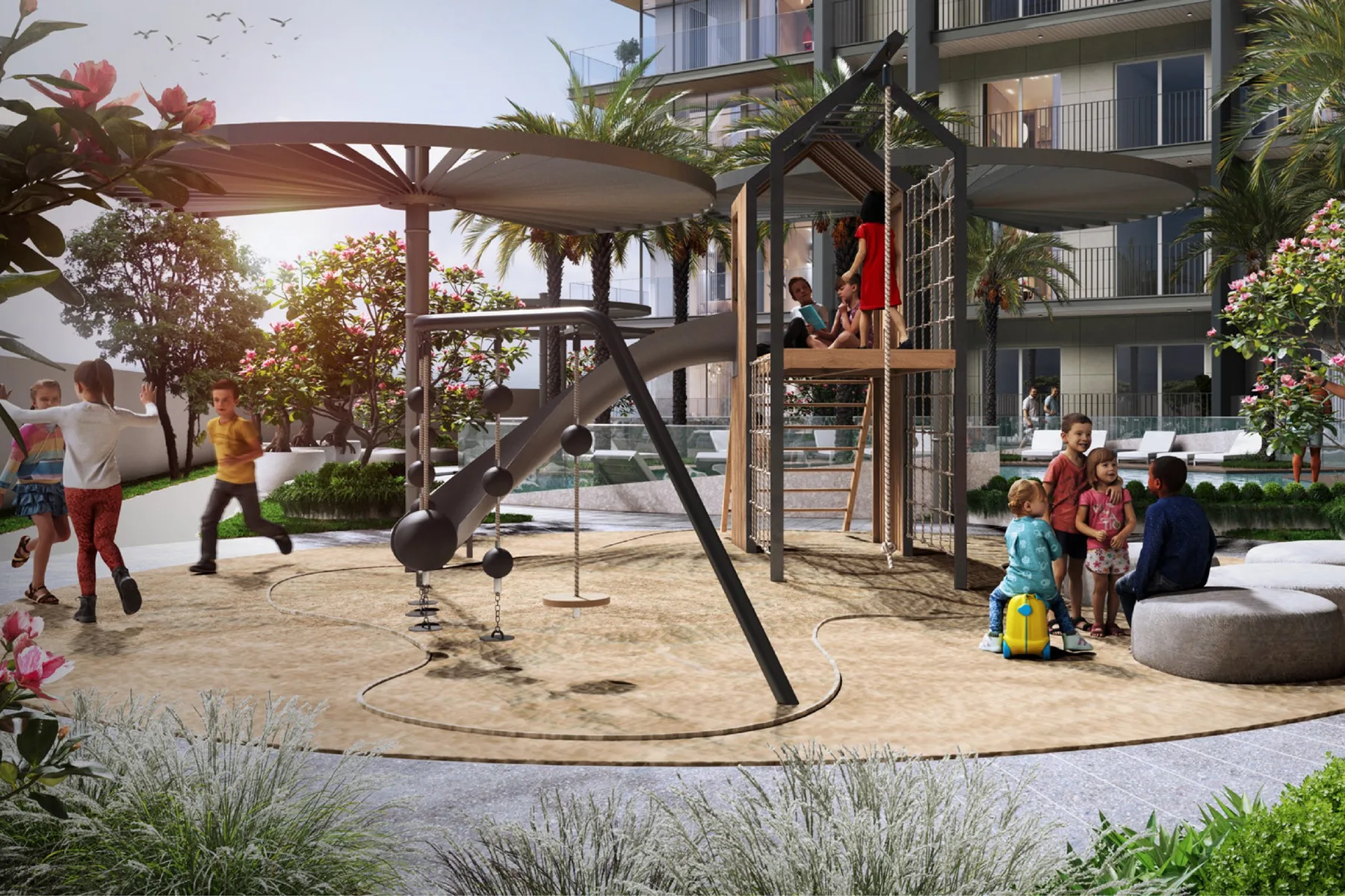 Outdoor kids' play area