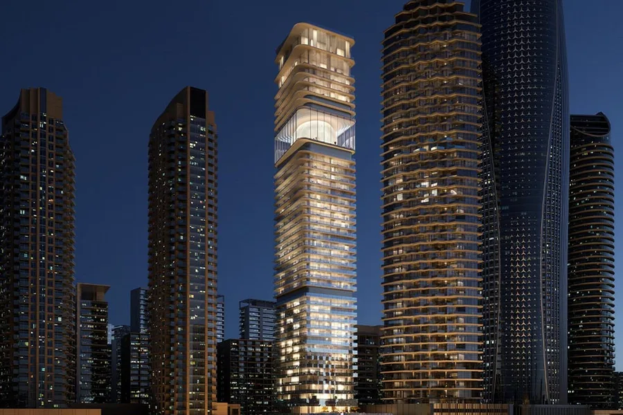 Tower in the Downtown skyline, night
