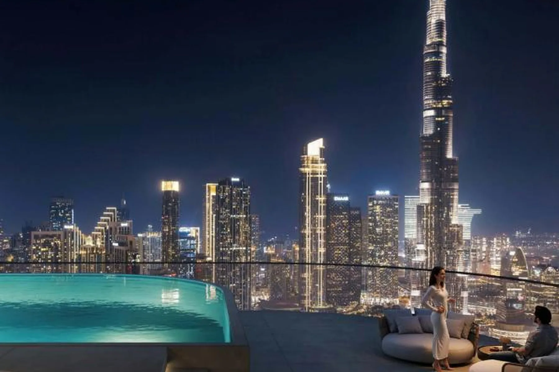 Pool terrace, Burj Khalifa view