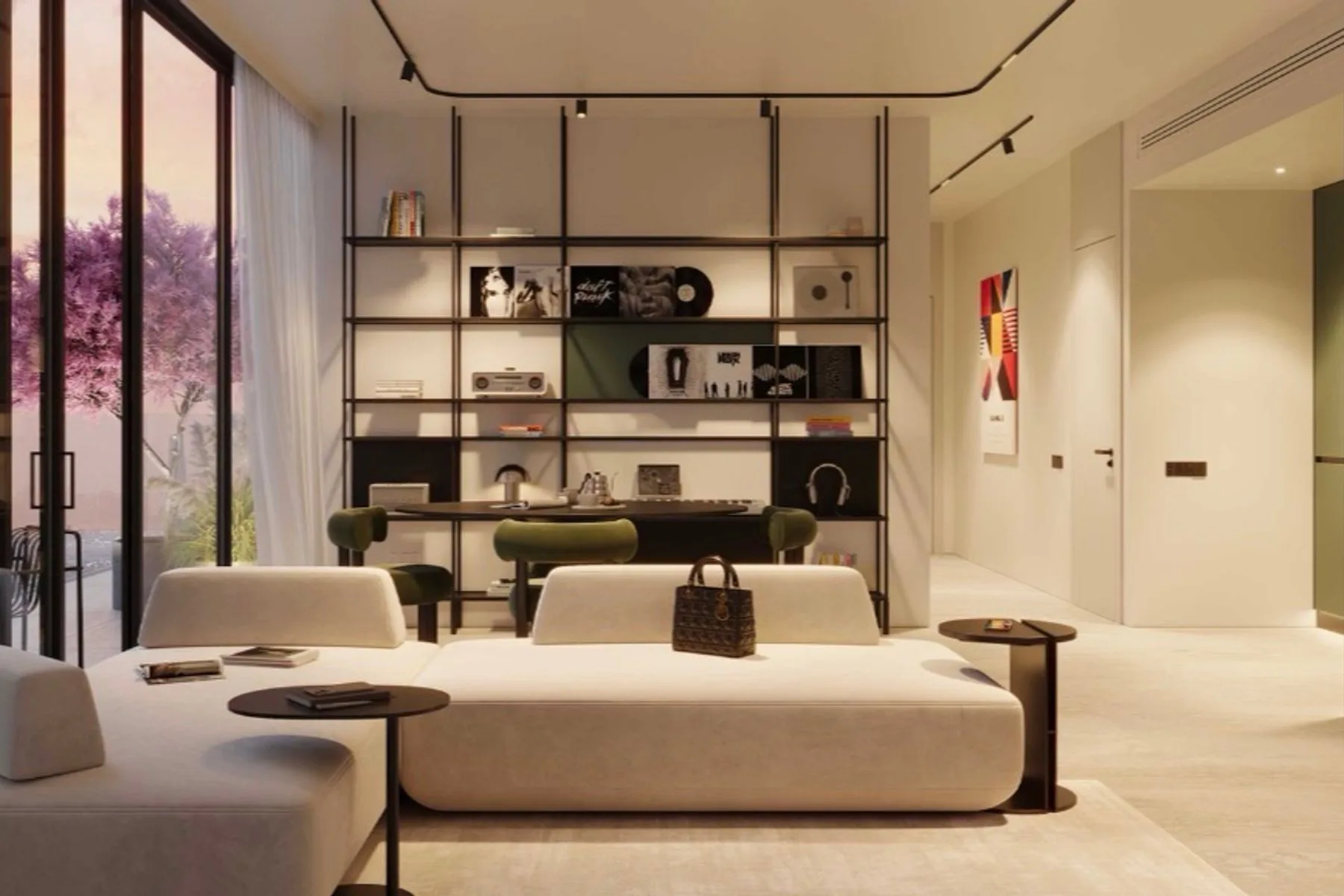 Living room with skyline view