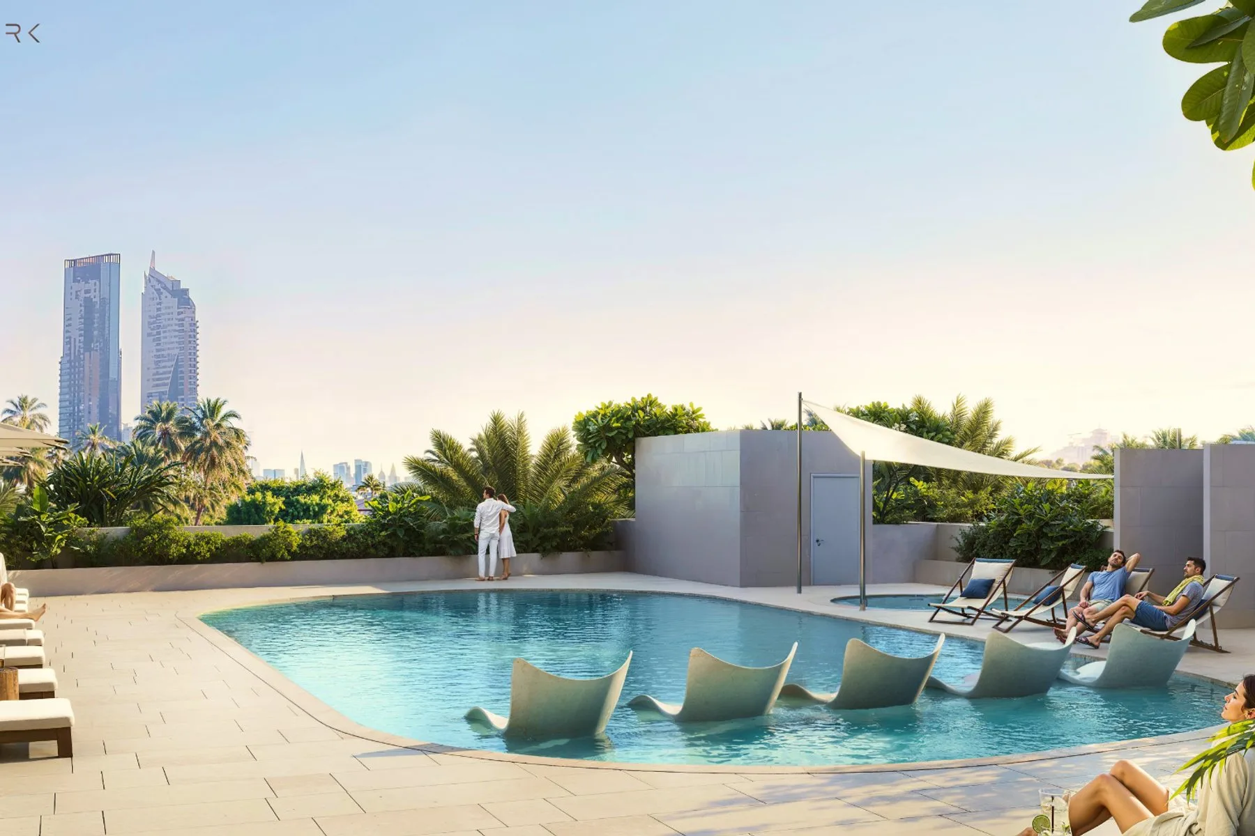 Pool deck with sun loungers