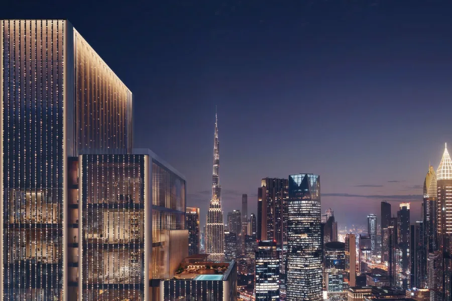 Towers at dusk, exterior render