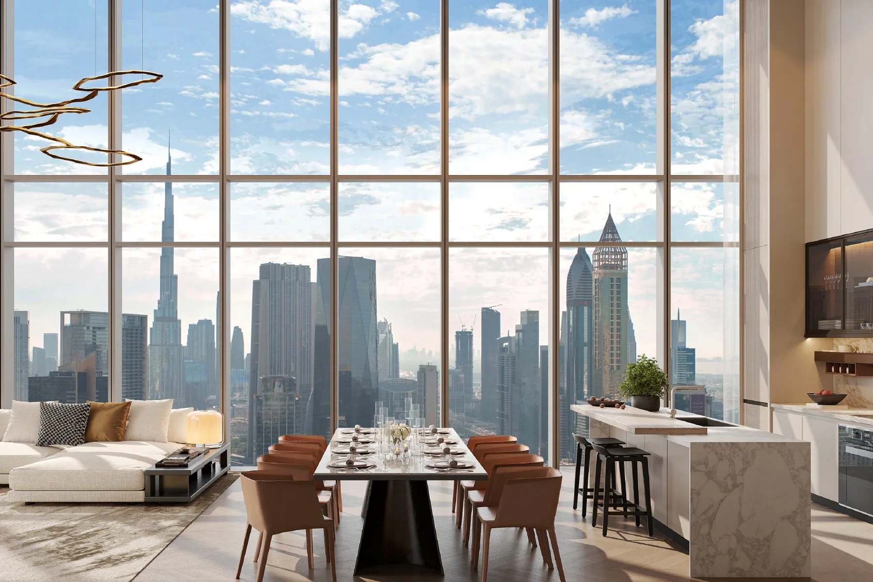 Living, dining and kitchen
