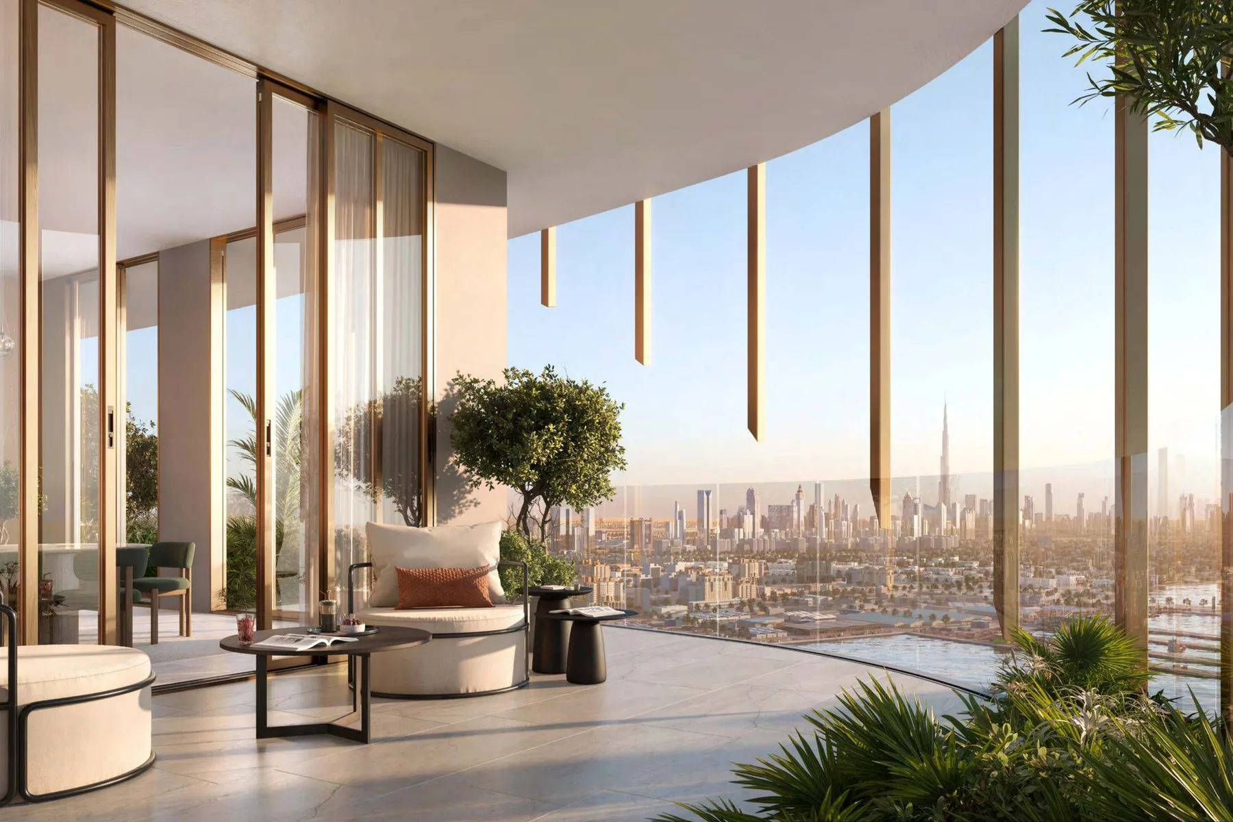 Living terrace with Downtown skyline view