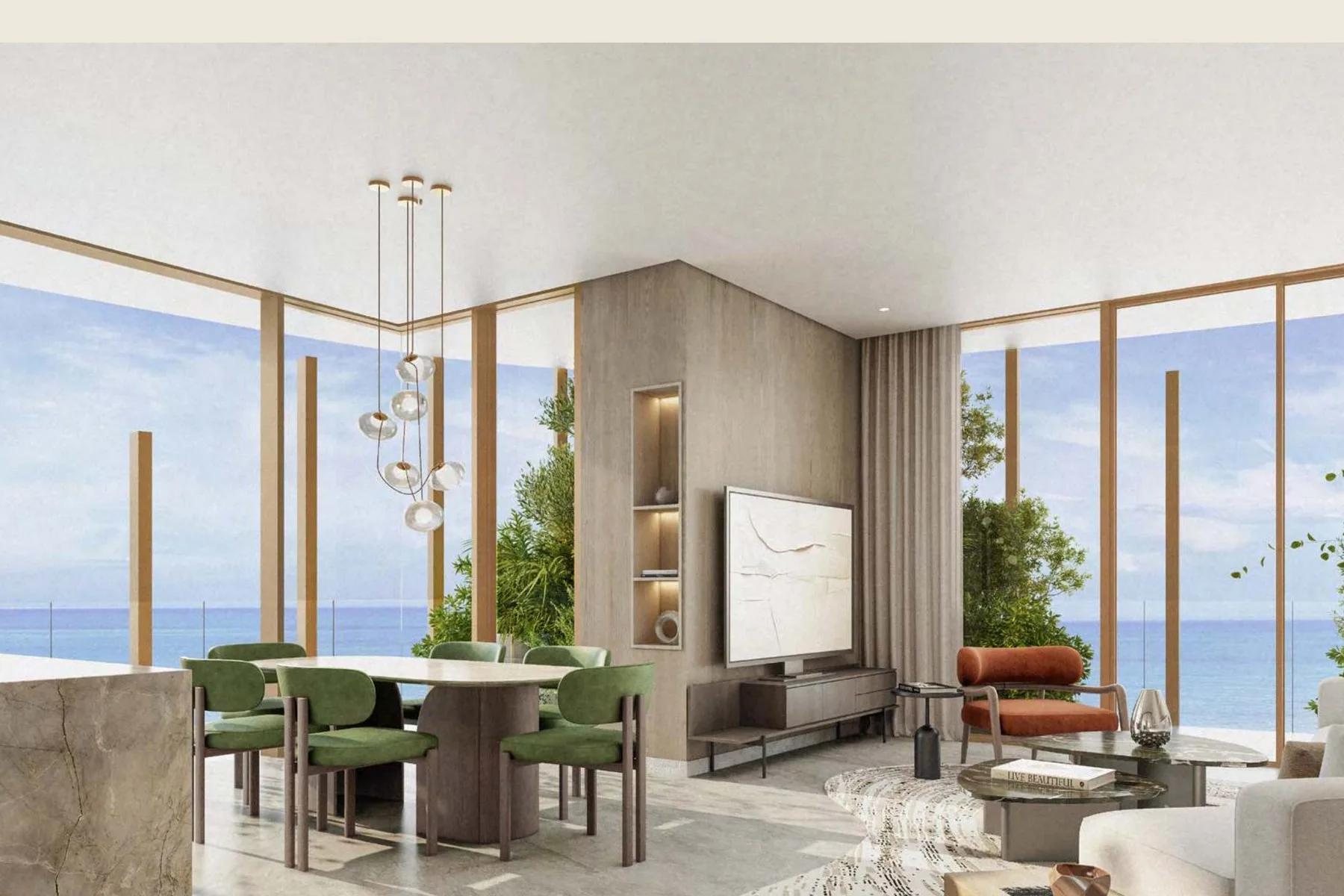 Living, dining and kitchen