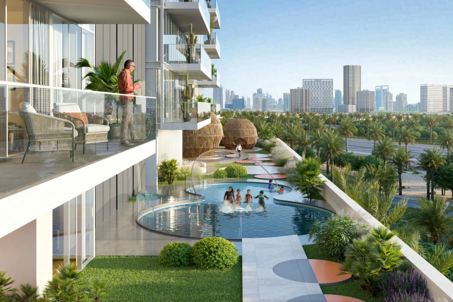 Pool deck over the community