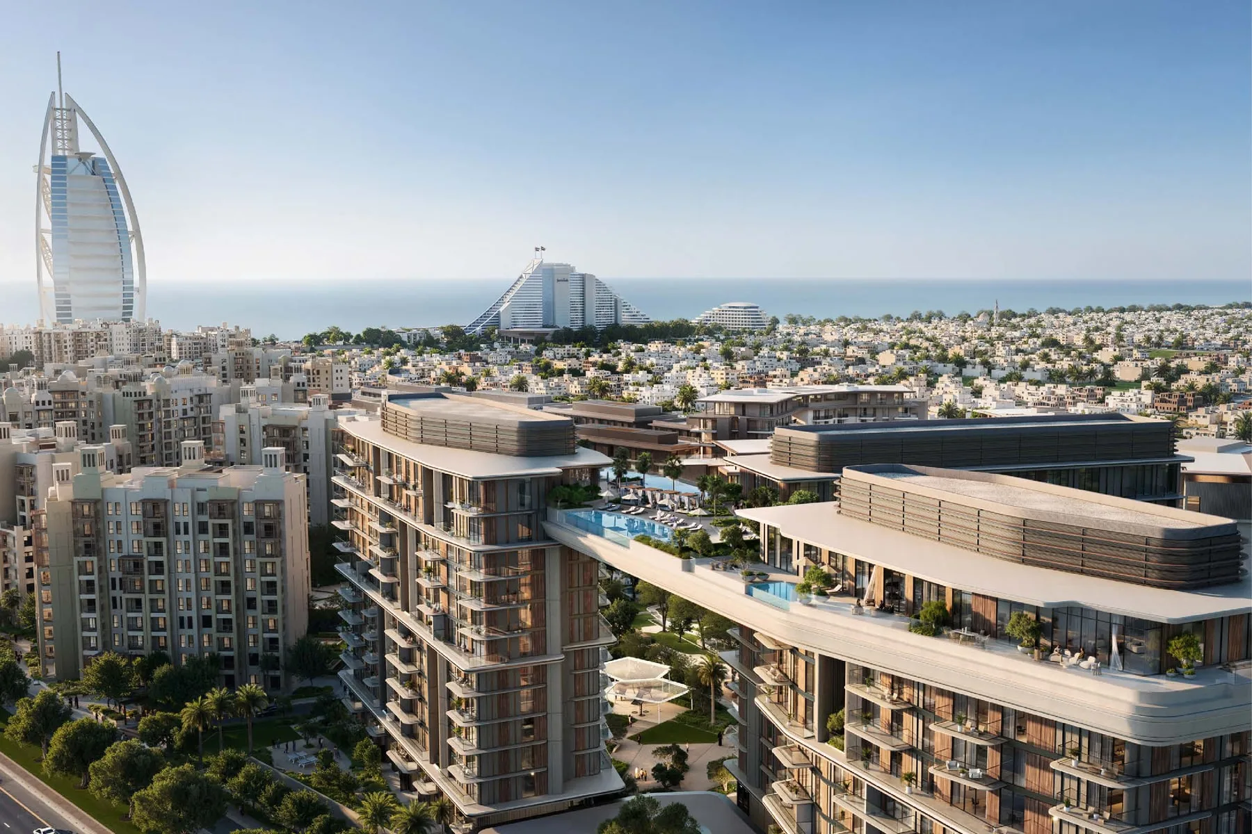 Nourelle, aerial view over Madinat Jumeirah Living
