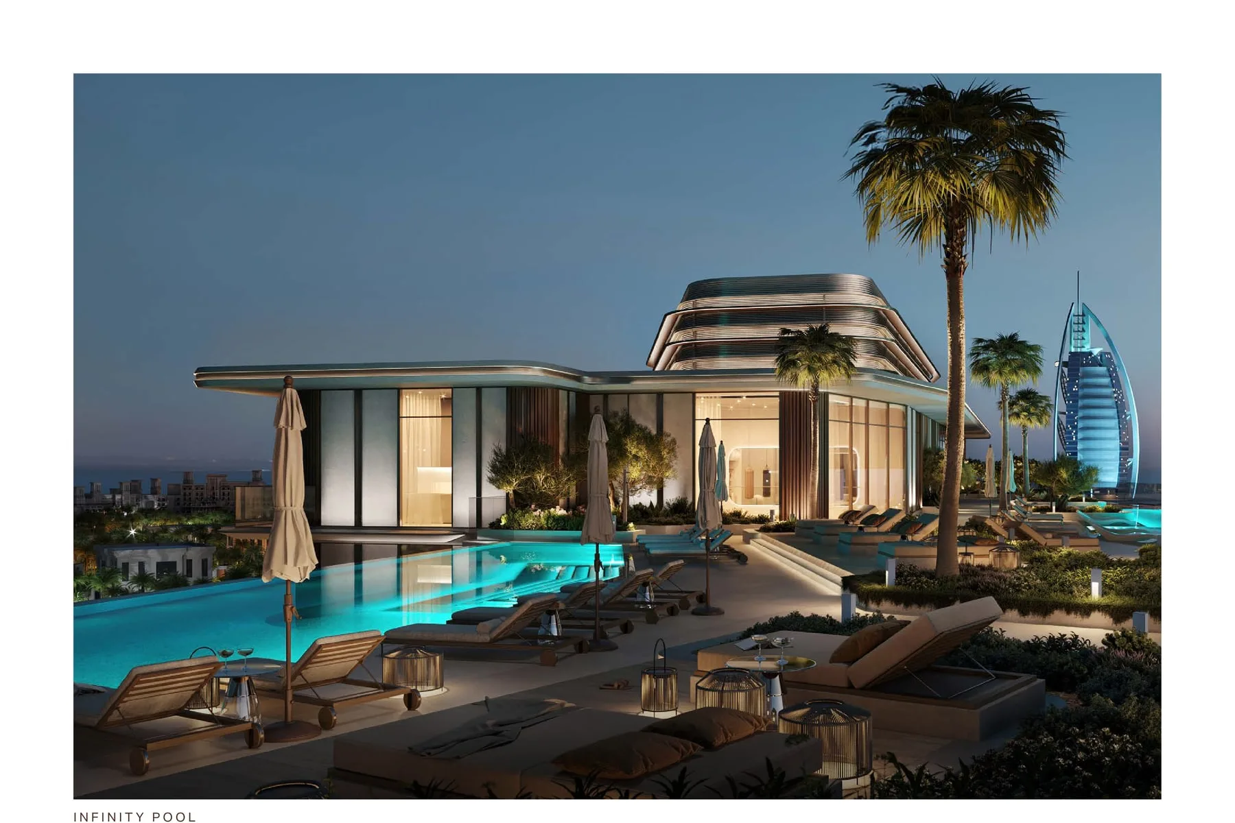 Infinity pool at dusk