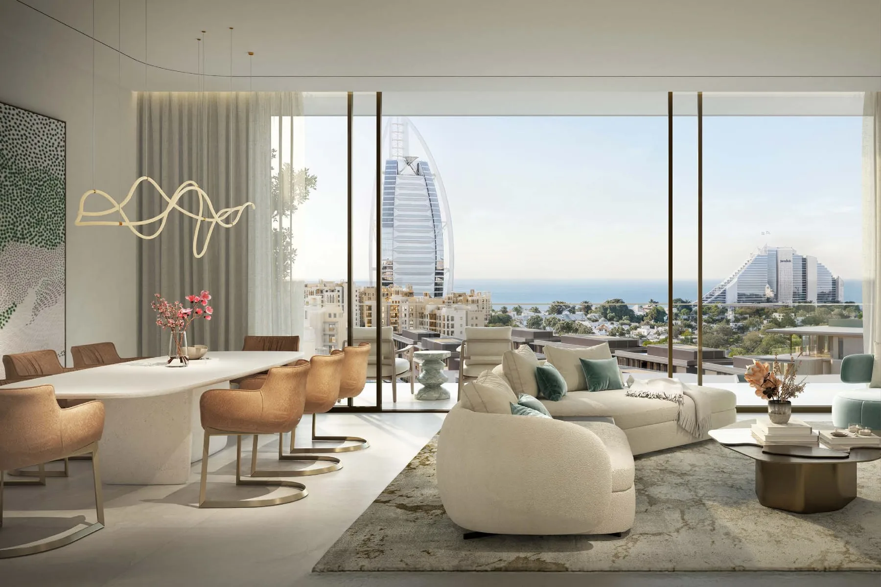 Three-bedroom living and dining