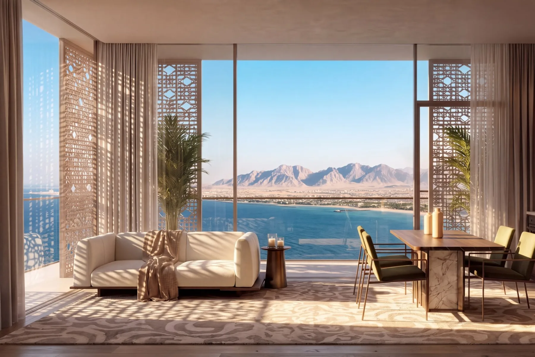 Living area facing the Hajar mountains