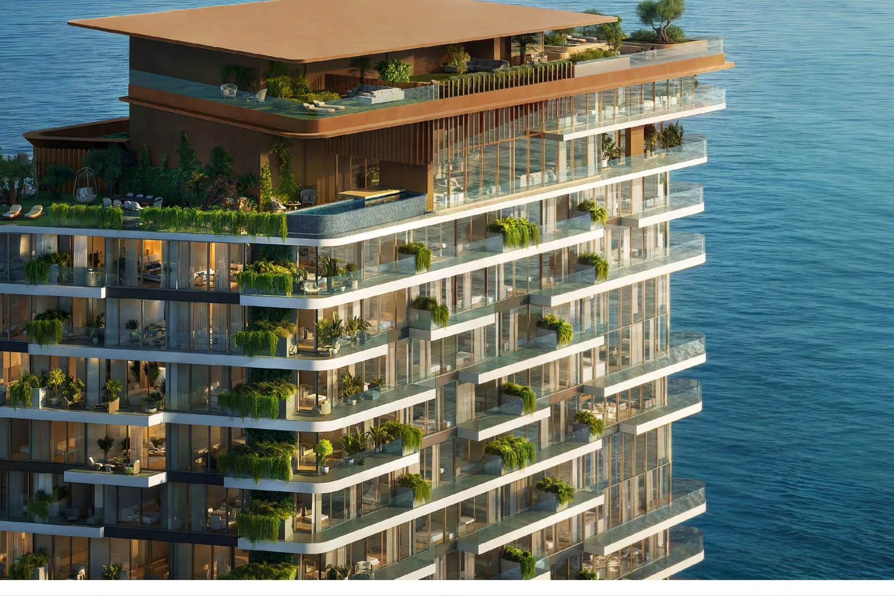 Penthouse levels and rooftop, aerial