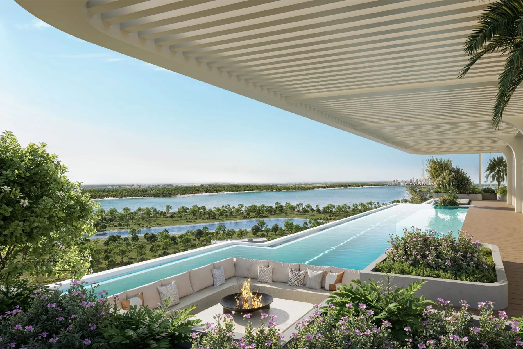 Rooftop pool over the lagoon