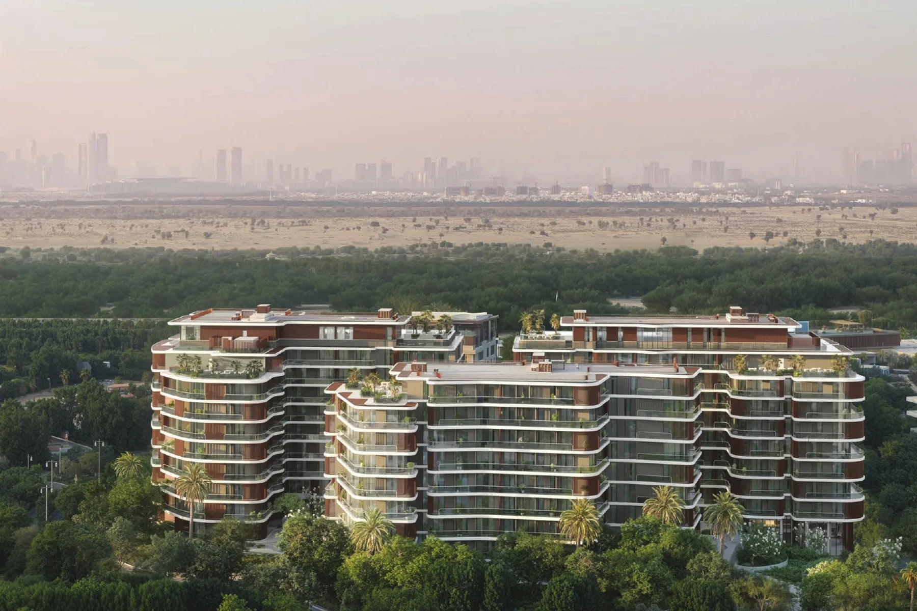 Aerial view towards Downtown Dubai