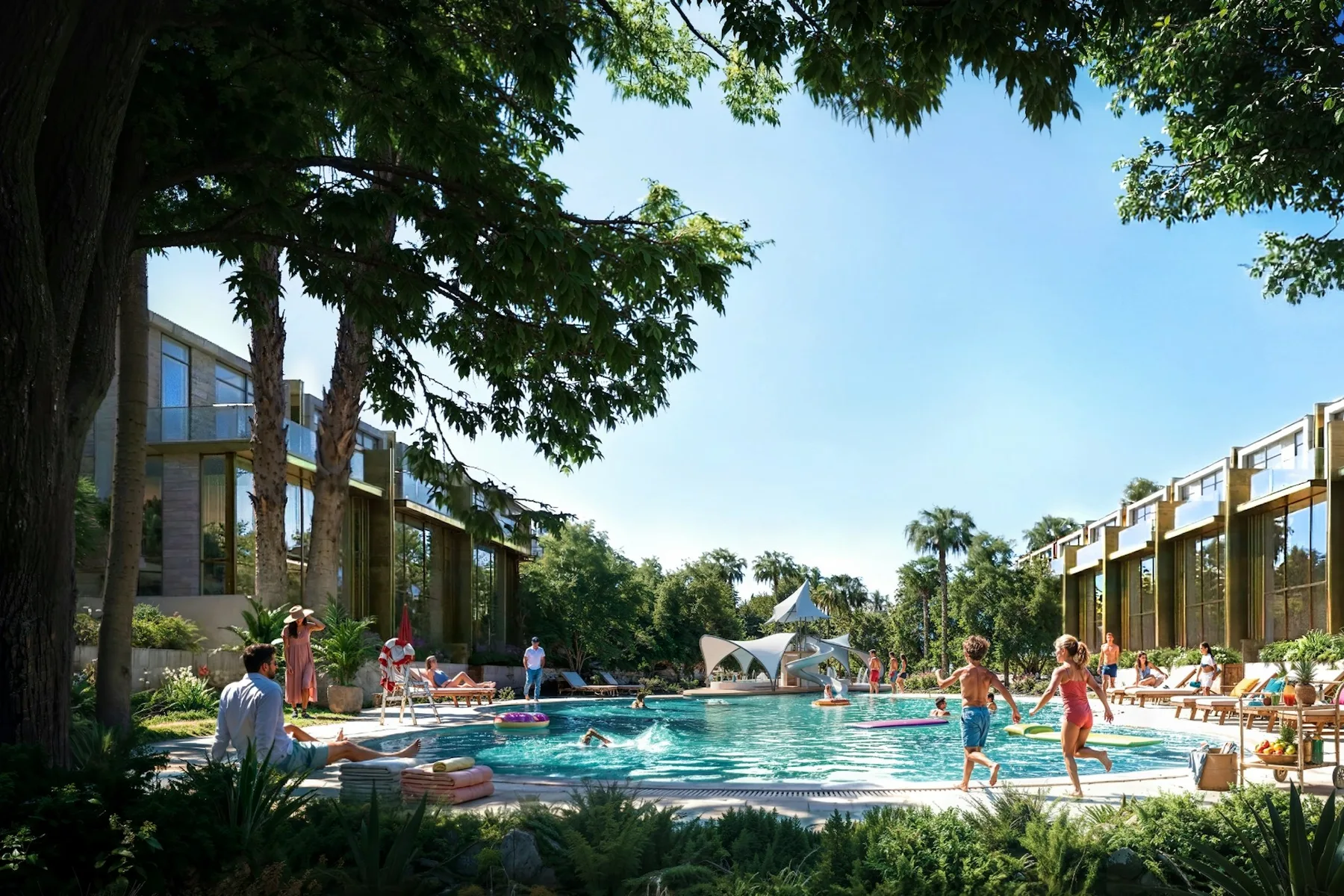 Community pool between the townhouses