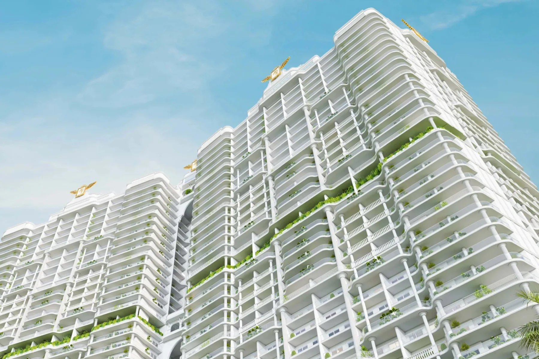 Terraced facade with planted balconies