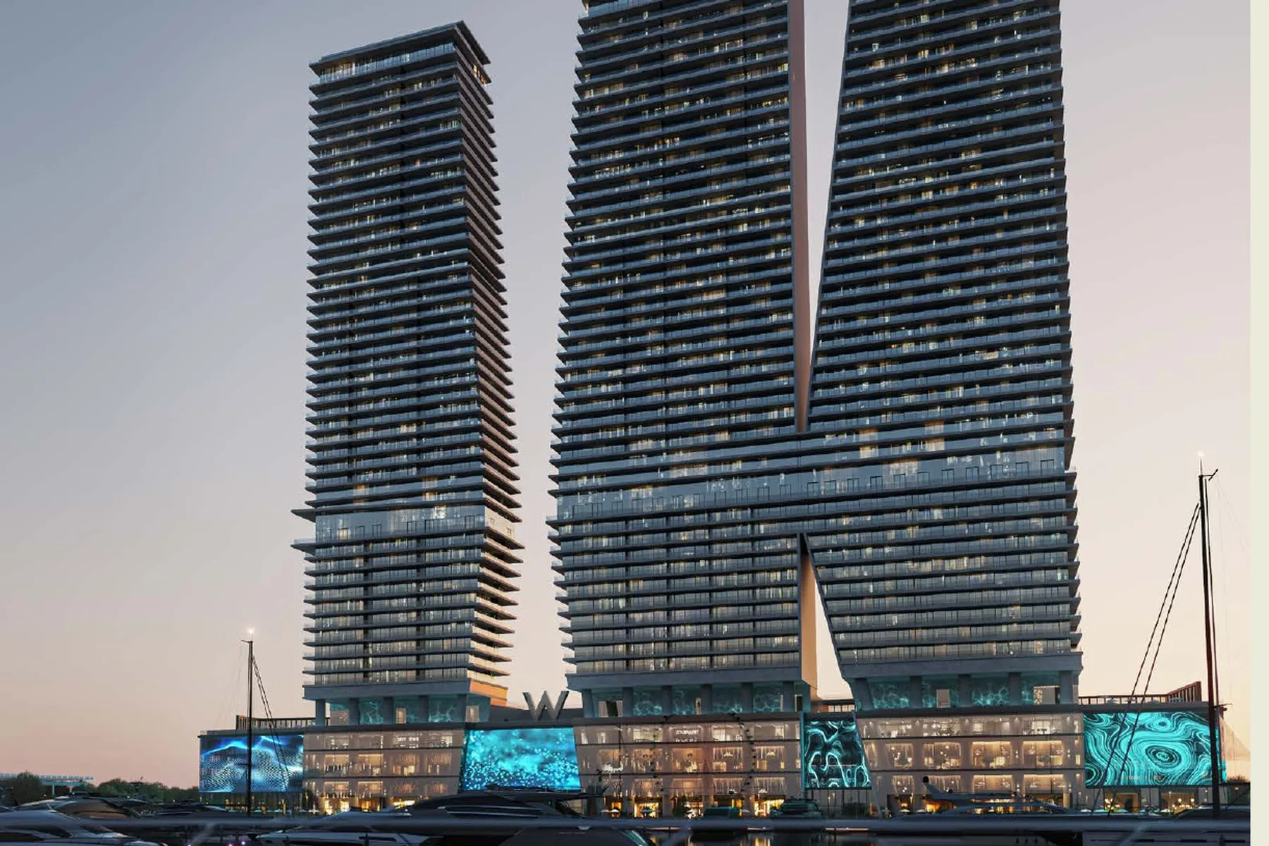 Tower elevation at dusk