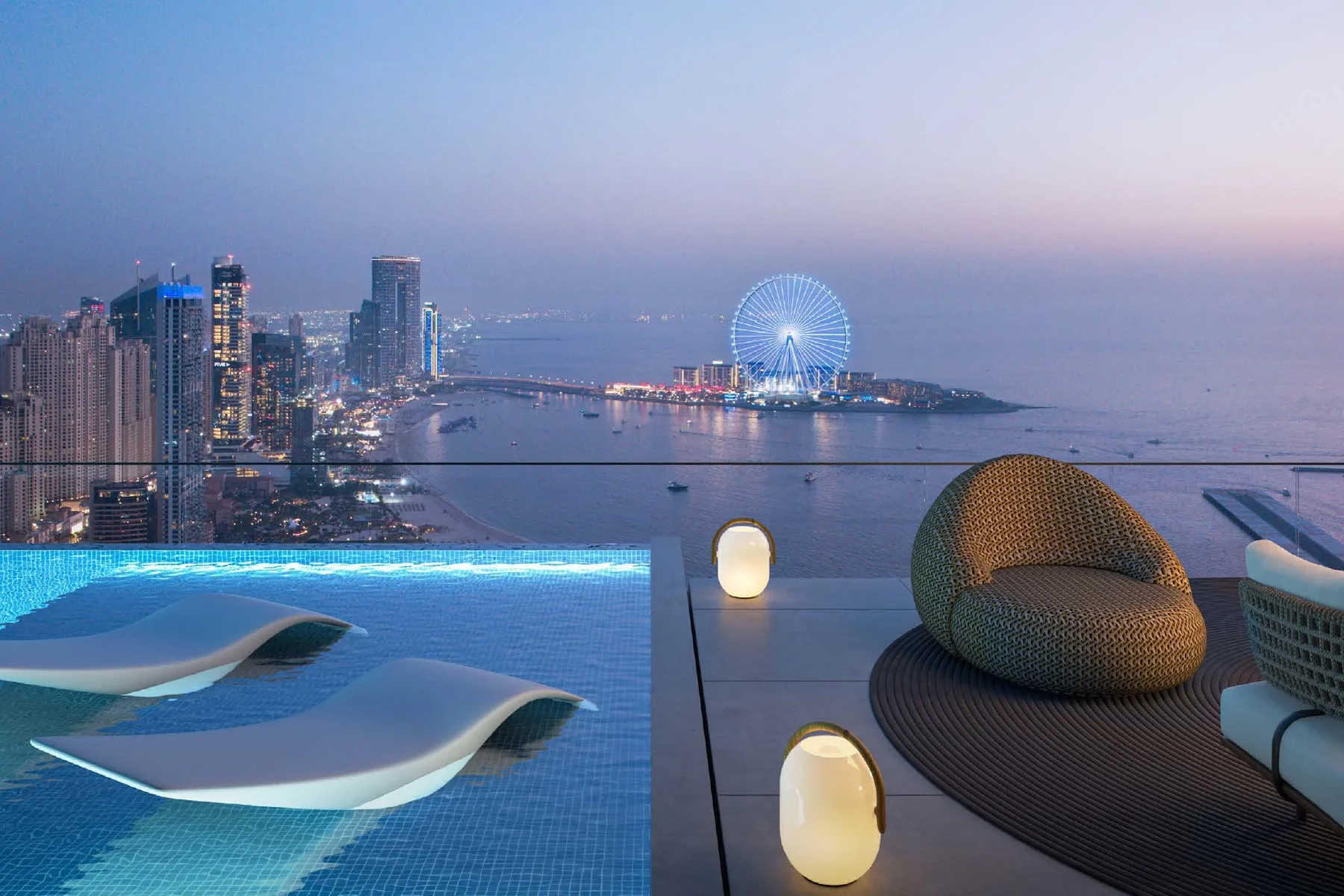 Pool deck, evening