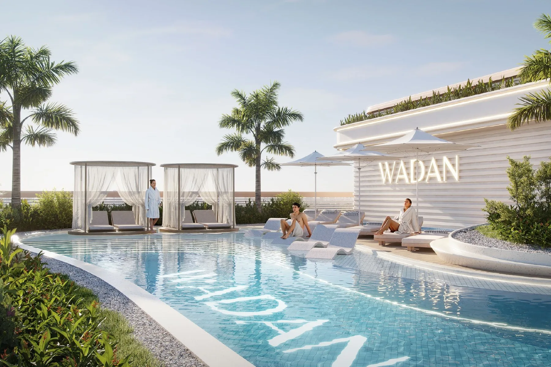 Infinity pool and cabanas, sky level