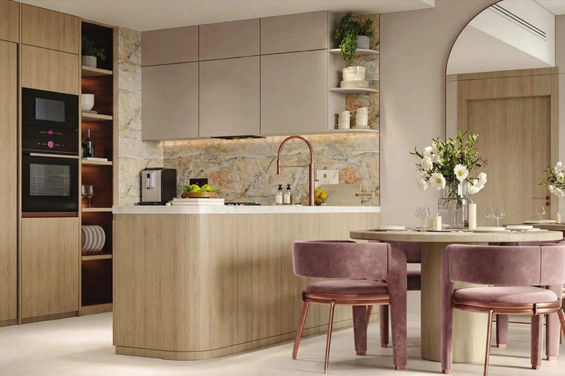 Furnished kitchen and dining