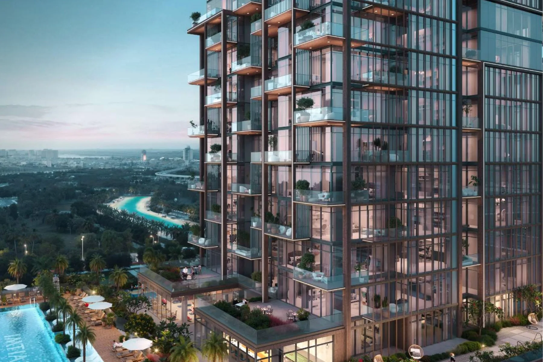 Facade and podium pool